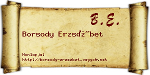 Borsody Erzsébet névjegykártya